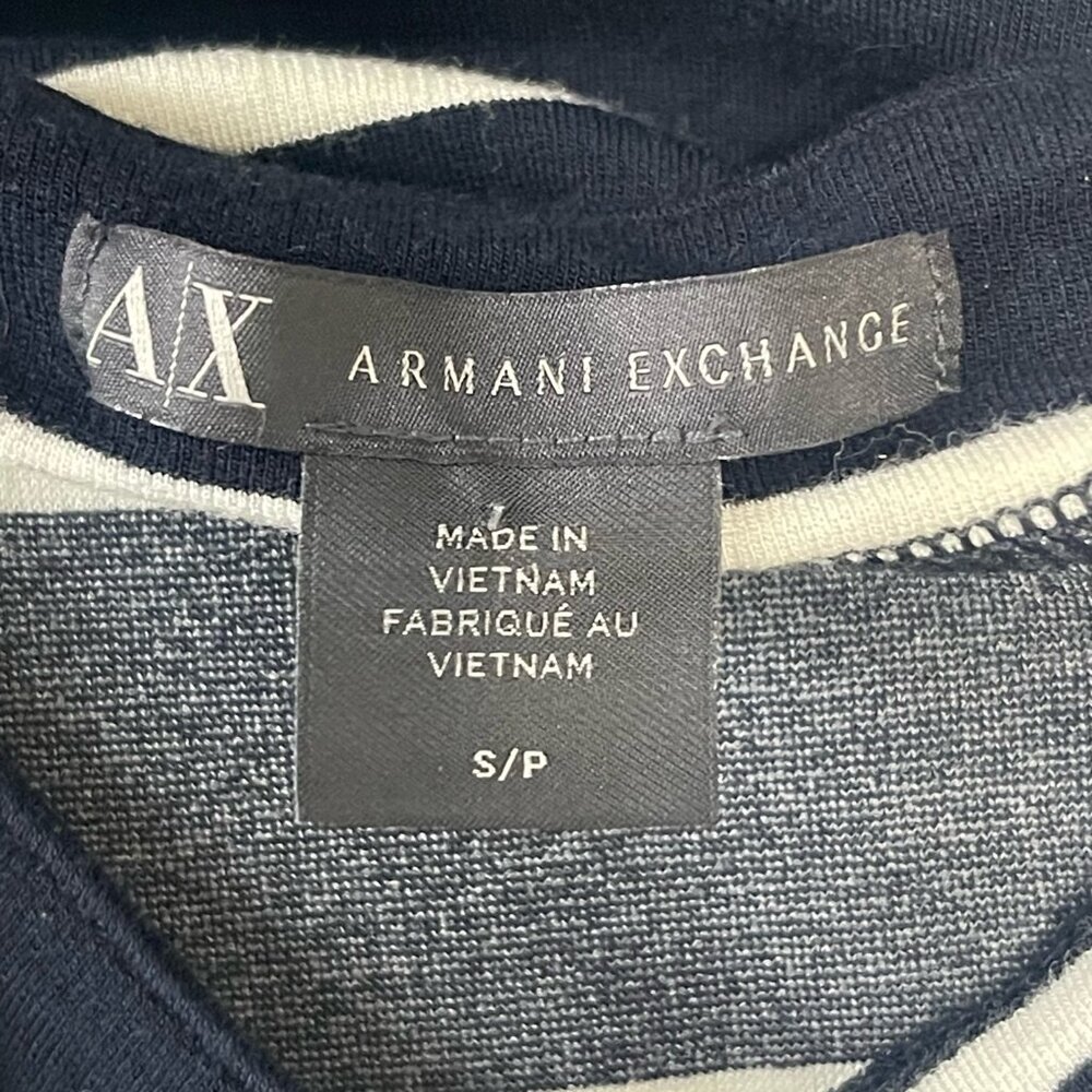 A/X Armani Exchange Navy Blue White Striped Dress Size Small Scoop Neck - Picture 3 of 3